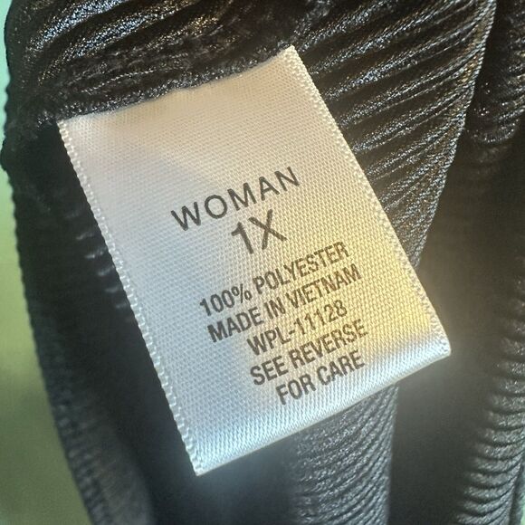 Roz & Ali Black Ribbed On Or Off Shoulder Plus Sized Womens 1x Flutter Sleeve‎ - Picture 5 of 5